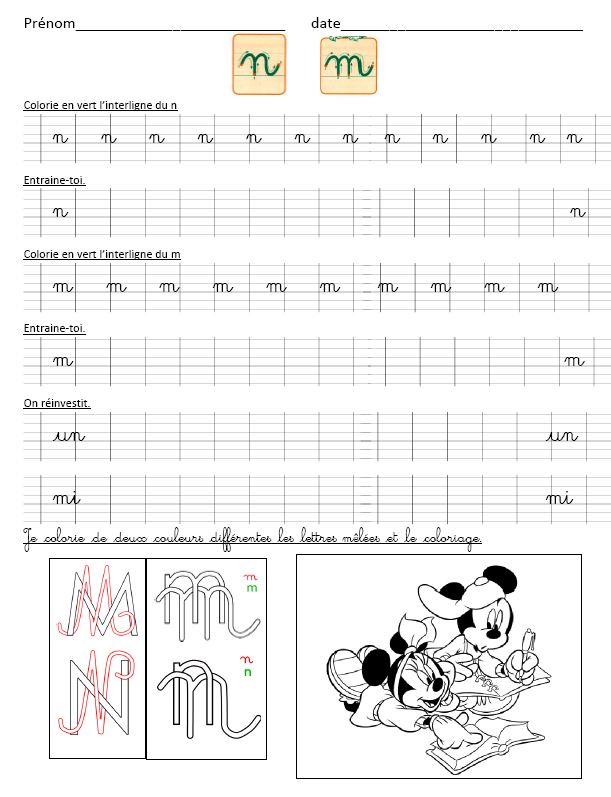 Fiches d’entraînement d’écriture cursive